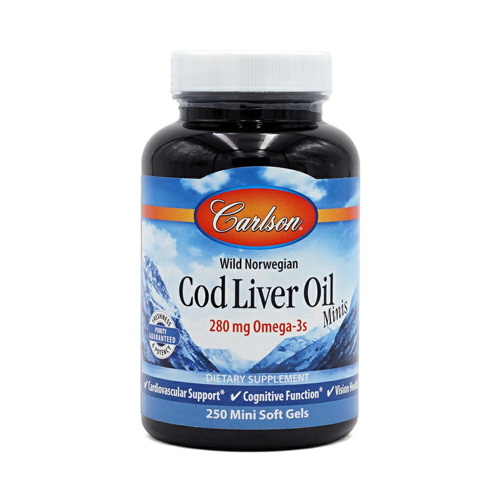  コッドリバーオイル タラ肝油 250粒 ミニ ソフトジェル カールソンラボ オメガCod Liver Oil Minis, 250 Mini Soft Gels