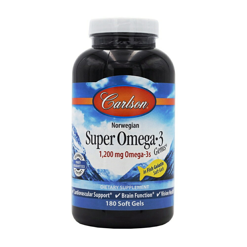 【送料無料】 ノルウェー産 スーパー オメガ3 1200mg ソフトジェル 180粒 カールソンラボ【Carlson Labs】Norwegian Super Omega-3 Gems 1200 mg, 180 Softgels