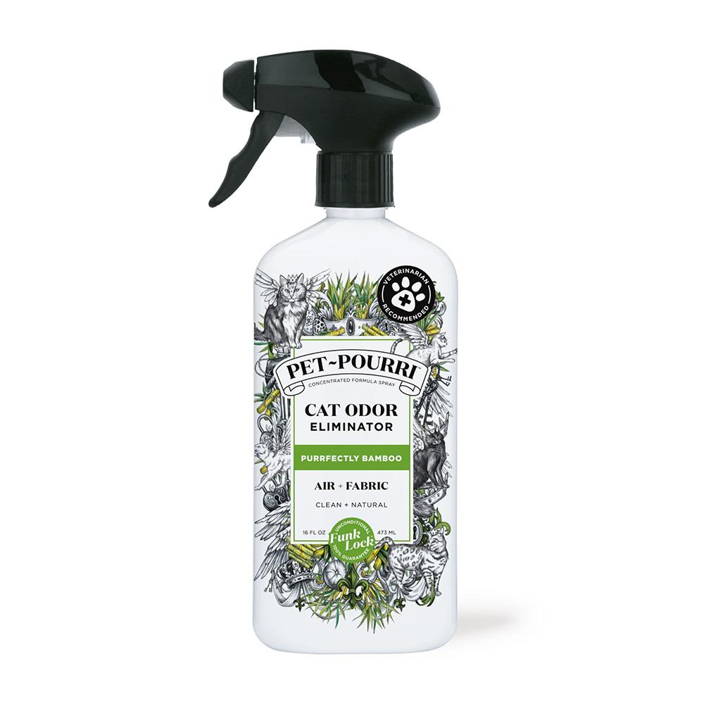 yz ybgpi L Xv[ ou[ | 473ml v[v L jICyPoo-PourrizPet-Pourri Air + Fabric Cat Odor Eliminator Purrfectly Bamboo, 16 fl oz