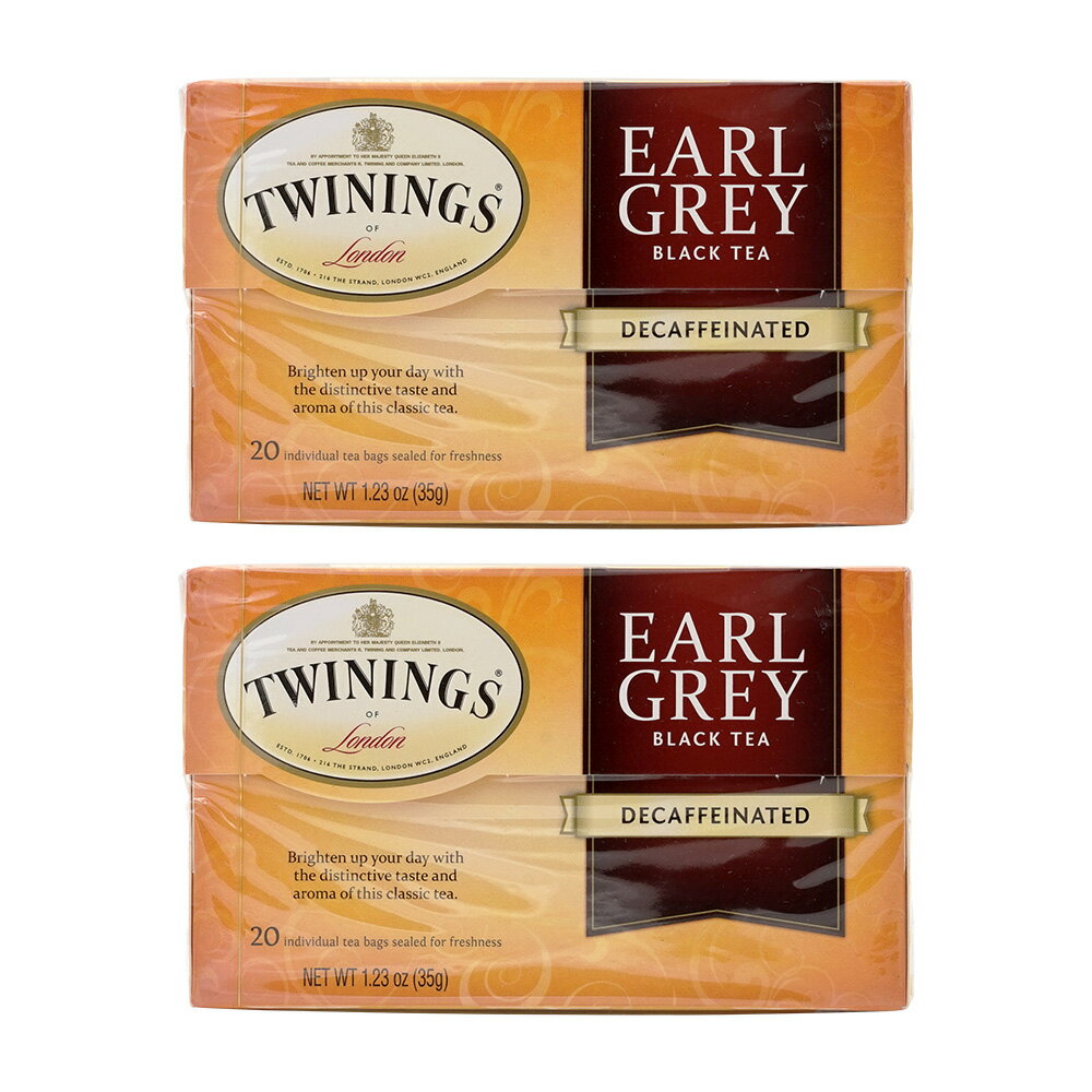  2個セット アールグレイ ブラックティー デカフェ 20個入り ティーバッグ トワイニングEarl Grey Black Tea Decaffeinated, 20 Tea Bags