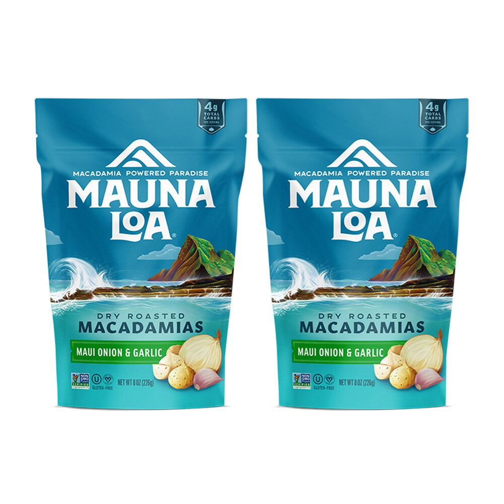 【送料無料】2個セット ドライロースト マカダミア マウイオニオン＆ガーリック 226g マウナロア ハワイ お菓子 食品 ナッツ スナック グルテンフリー【Mauna Loa】Dry Roasted Macadamias, Maui Onion & Garlic 8 ozのサムネイル