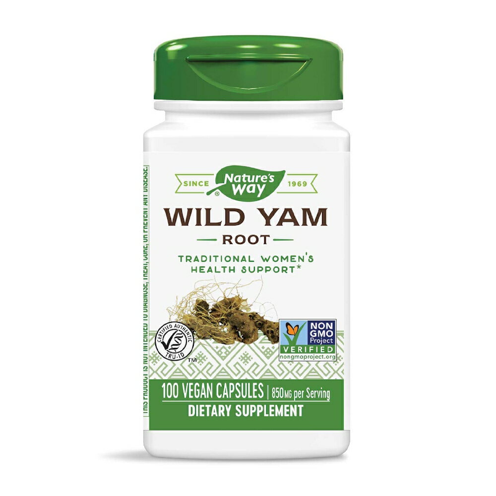  ワイルドヤム ルート 850mg 100粒 ベジカプセル ネイチャーズウェイWild Yam Root 850 mg, 100 Vegan Capsules