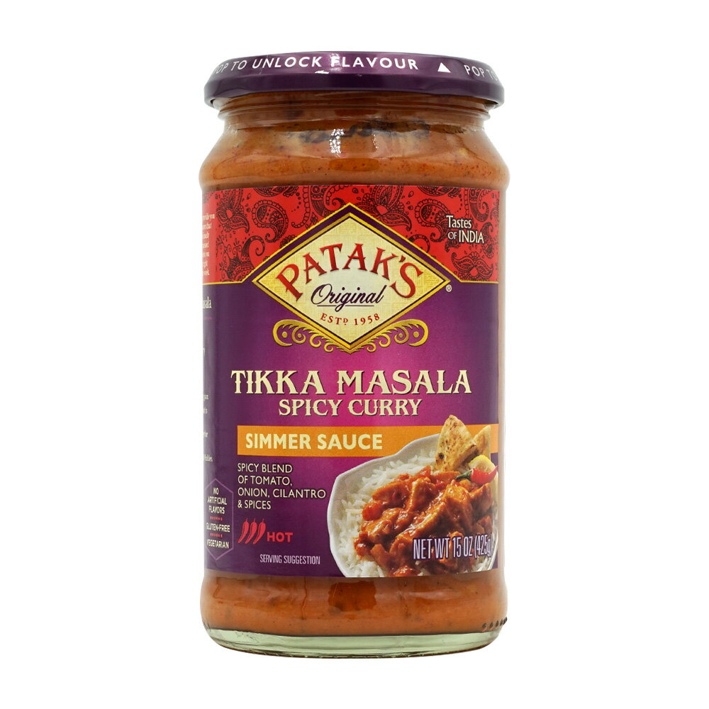 yz eBJ }T XpCV[ J[ V}[\[X zbgXpCV[ 425g p^bNX J[\[X yPatak'szTikka Masala Spicy Curry Simmer Sauce Hot Spicy, 15oz