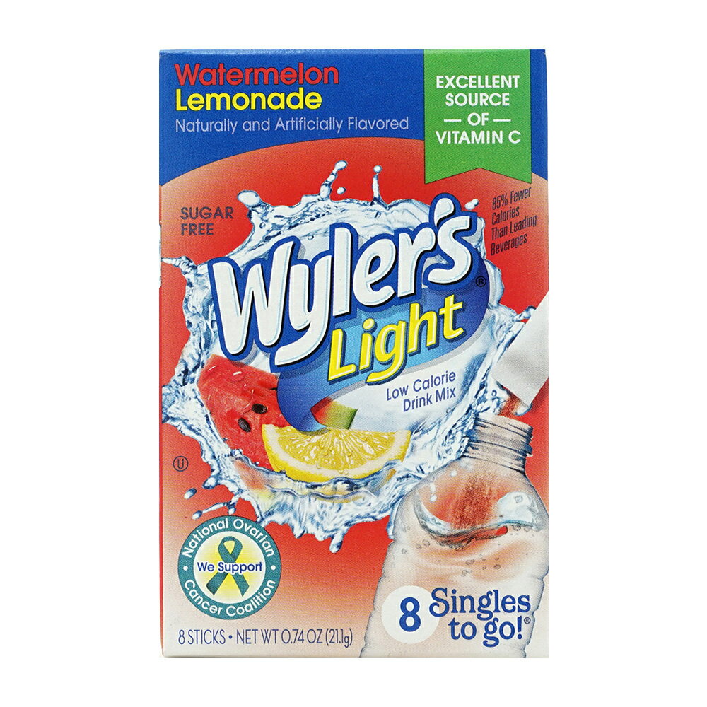 【送料無料】 ドリンク スティック スイカ レモネード シュガーフリー 8本入り 無糖 ワイラーズライト【Wyler's Light】Singles to Go Drink Mix Watermelon Lemonade Sugar Free, 8Sticks