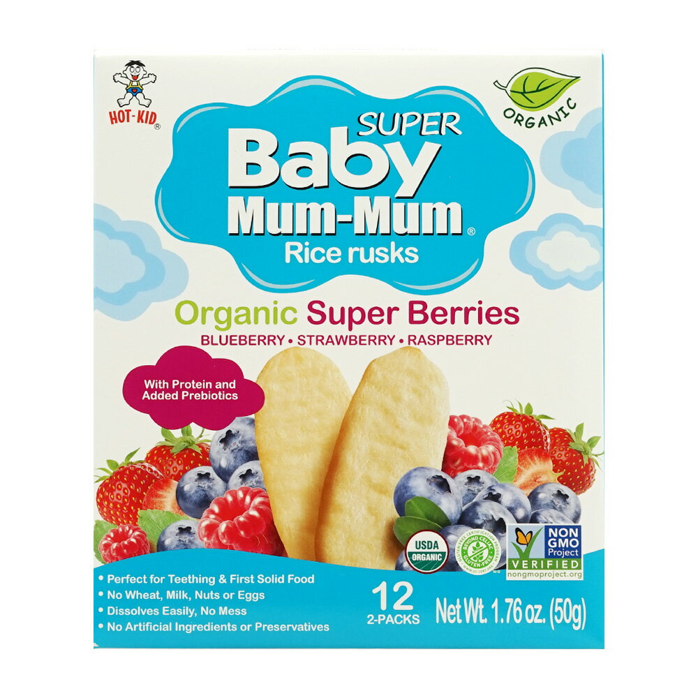 yz X[p[xr[}} I[KjbN CXXN X[p[x[ 24 CXXN zbgLbh Ԃ H  XibNyHot-KidzSuper Baby Mum-Mum Rice Rusks Organic Super Berries, 24 Rusks