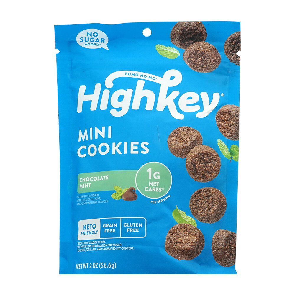 【新商品！送料無料】ミニ クッキー チョコレートミント 56.6g ハイキー 無糖 お菓子 ヘルシー グルテンフリー スナック【Highkey】Mini Cookies Chocolate Mint, 2 oz