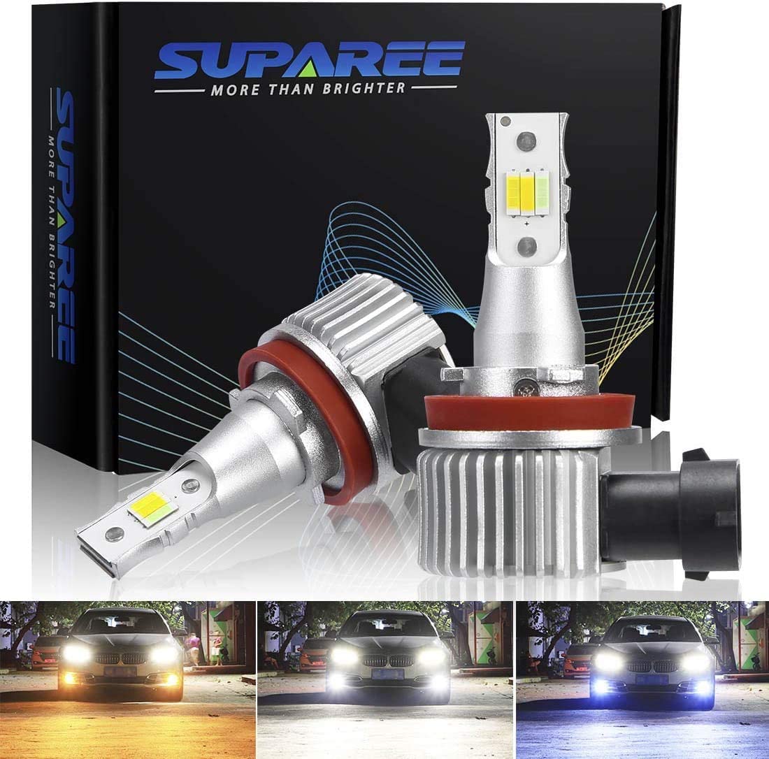 ＼5倍ポイント+10%OFFクーポン／ SUPAREE H8 H11 LED フォグ 3色切り替え LED フォグランプ ホワイト(6000K)/イエロー(3000K)/ブルー(10000K) DC12V対応 24W 2個セット 1年保証