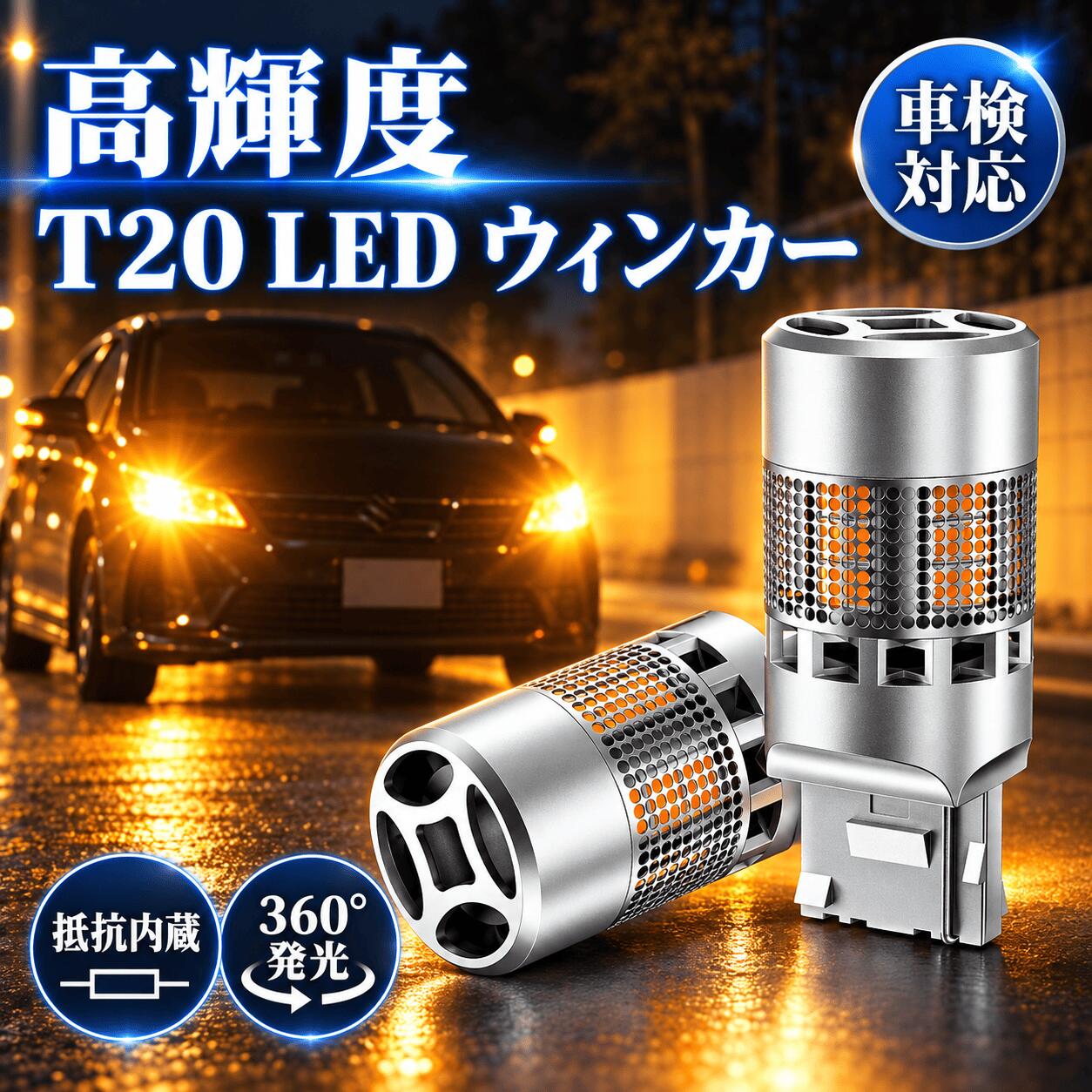 クーポンで超お買い得【人気ウインカー】SUPAREE T20 LED ウィンカー ハイフラ防止 抵抗内蔵 T20 ピンチ部違い 爆光 …