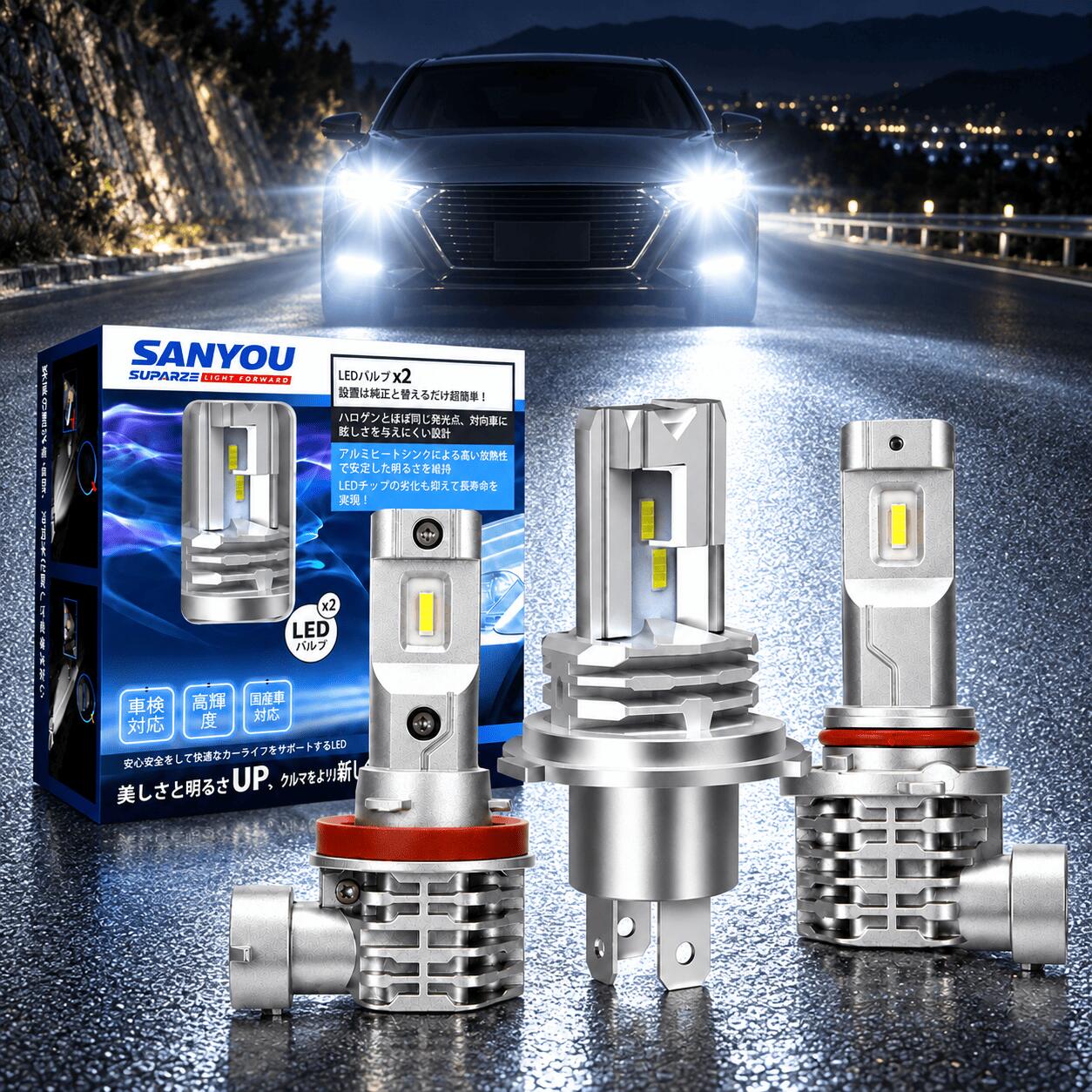 クーポン配布中！【大好評販売中】SUPAREE HB3 HB4 LED ヘッドライト H4 車検対応 H8 H11 H1