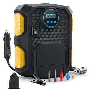 SUPAREE 電動空気入れ エアコンプレッサー 自動停止 電動ポンプ 小型 過熱保護 DC12V ガーソケット接続式 液晶画面メーター LEDライト付き 5種類変換ノズル タイヤ 車 自動車 自転車 ロードバイク ボール 浮き輪適用 一年保証通販格安セール情報 楽天 通販