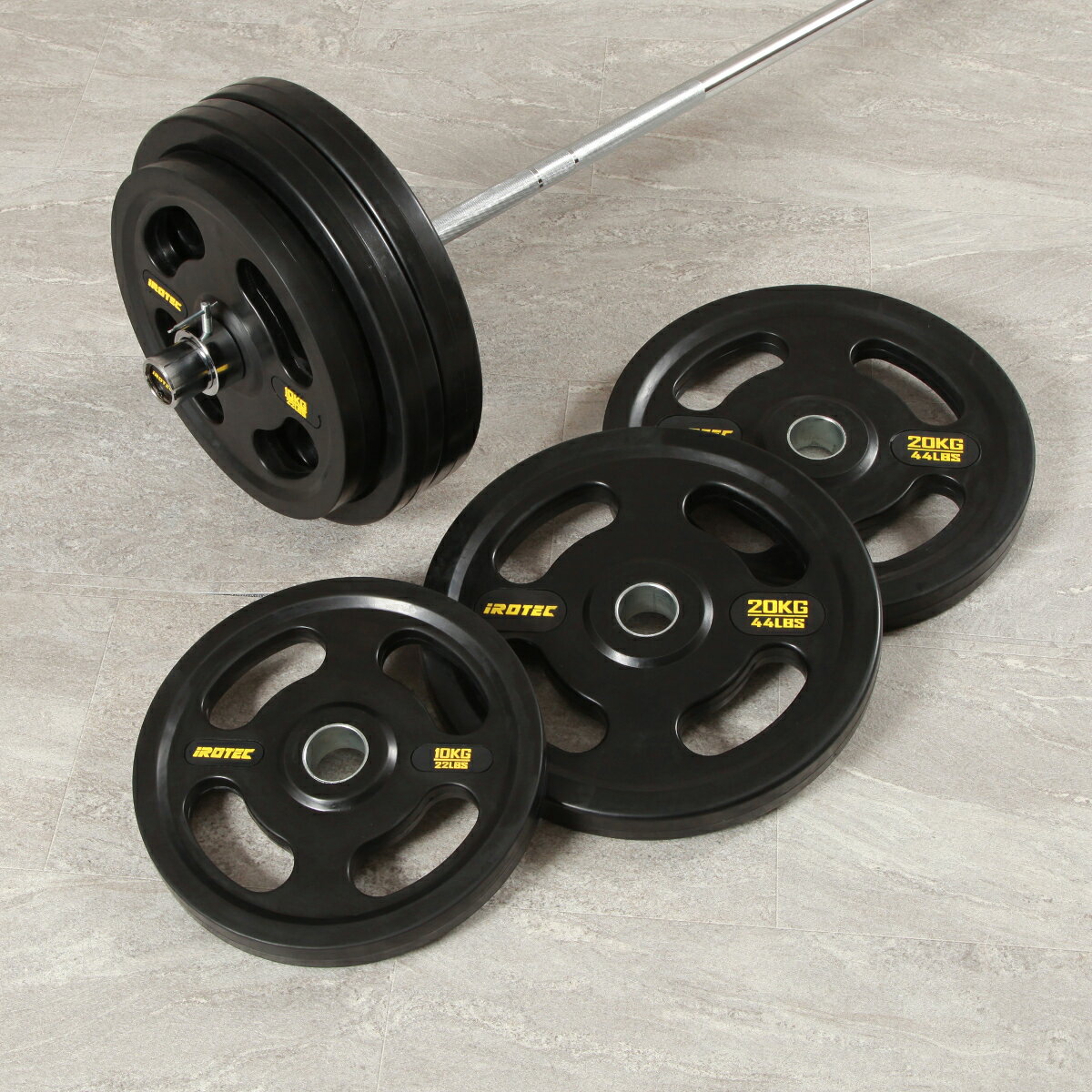 IROTEC(アイロテック) オリンピックラバーバーベル115KGセット【183cmシャフト】/ バーベル バーベルセット オリンピックバーベル オリンピックシ...