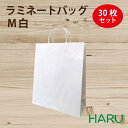 手提げ紙袋 ラミネートバッグ M 白 30枚 巾320×マチ110×丈440mm グロスPP 底板紙