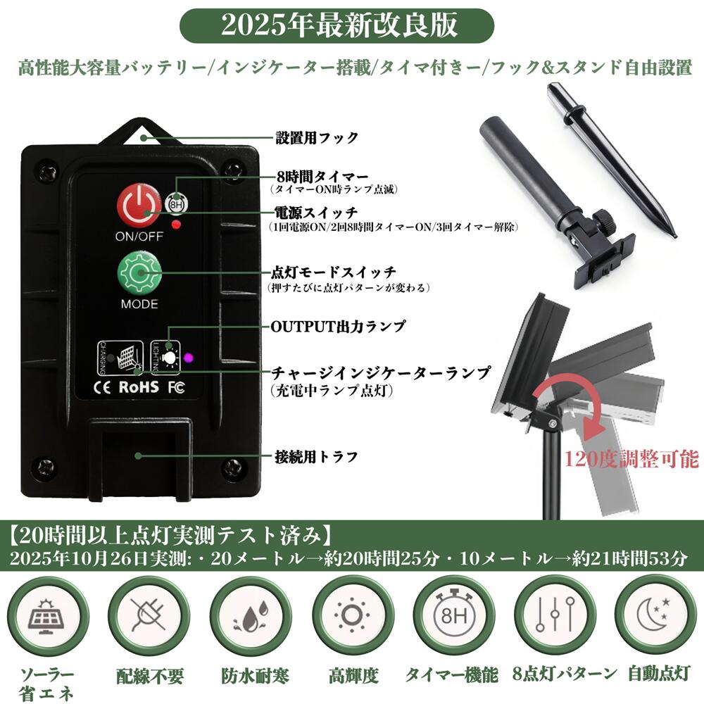 【最新改良版】イルミネーション ソーラーライト 屋外 屋内 20時間以上点灯 IP65防...