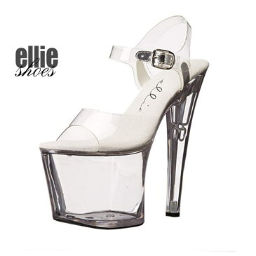 コスプレ 衣装 ELLIE SHOES エリーシューズ サンダル EL -821-BROOK クリア / クリア 正規品 20cm ヒール 透明 ストラップ コスチューム 衣裳 仮装 くつ 靴 ファッション おしゃれ セクシー かわいい ダンス 舞台 ステージ ショー ハロウィン クラブ イベント パーティー
