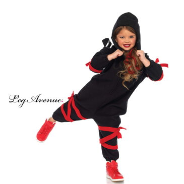 【子供 / キッズ】LEG AVENUE レッグアベニュー LA- C49102 忍者 2点セット 子供服：KIDS 正規品 伊賀 甲賀 忍法 ハットリくん ナルト コスプレ コスチューム 衣装 衣裳 仮装 男子 女子 かわいい かっこいい おしゃれ フリース つなぎ ハロウィン SNS costume TDL USJ