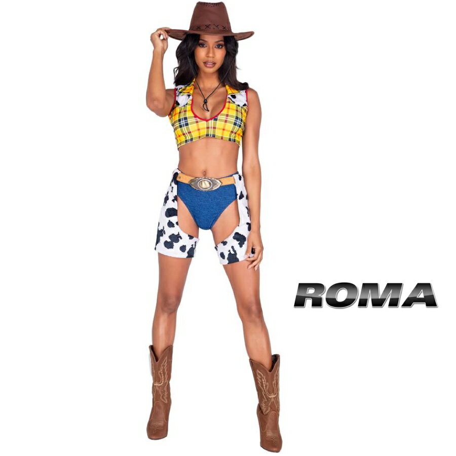 楽天VFTQコスプレ 衣装 ROMA COSTUME ローマ RM5016 ウッディ 3点セット 正規品 トイストーリー 保安官 カウボーイ カウガール コスチューム 衣裳 エロ かわいい セクシー ホットパンツ チャップス 谷間 胸元 ダンス 舞台 ステージ ショー ハロウィン クラブ イベント パーティー