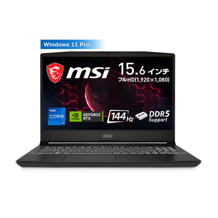 MSI ノートパソコン Pulse-GL66-12UGSZOK-1917JP 15.6インチ フルHD:1920 1080 /インテル Core i7-12700H/メモリ32GB/SSD 1TB/GeForce RTX 3070Ti/Windows 11 Pro/日本語キーボード