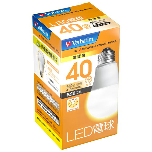 【お得な10点セット】三菱化学メディア Verbatim LED電球26口金 電球色 40W相当 広配光タイプ LDA5L-G/V4 バーベイタム