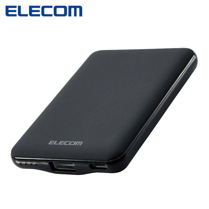 エレコム ELECOM モバイルバッテリー 5000mAh EC-C04BK ブラック 12W / 2.4A 入出力 Type-C 1 出力 USB-A 1 