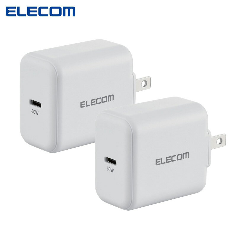 【2個セット】エレコム ELECOM USB 充電器 EC-AC10WH PD対応 合計出力30W タイプCポート×1 iPhone iPad Android各種 その他機器対応 Type-C USB-C コンセント ホワイト