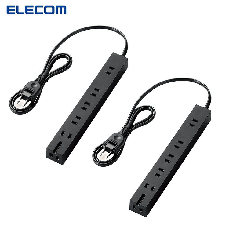 【2個セット】エレコム ELECOM 超強力磁石電源タップ T-KM01-2610BK 6個口(内3ピン1) 1.0m ブラック