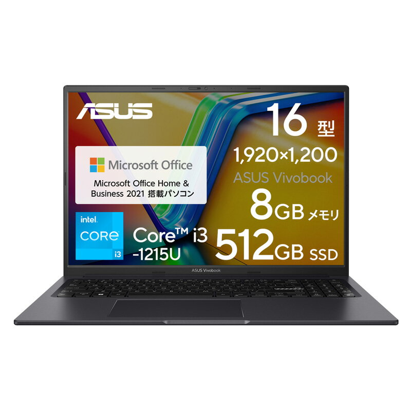 ASUS Vivobook 16X K3604ZA K3604ZA-MB101WS ノートパソコン 16型 UHD グラフィックス Core i3-1215U メモリ 8GB SSD 512GB Webカメラ Bluetooth Wifi5 Windows11 Office付き 日本語キーボード