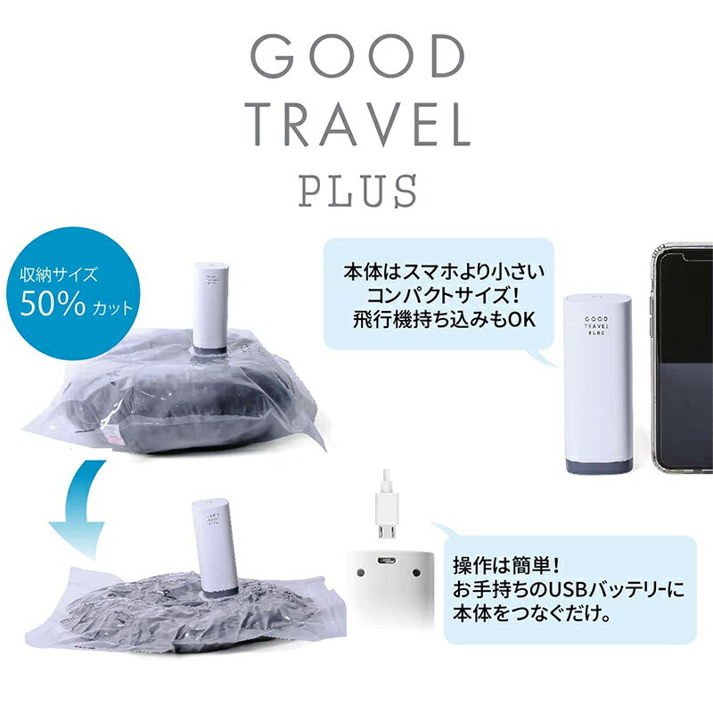 ハンディー衣類圧縮器 GOOD TRAVEL PLUS（圧縮袋Sサイズ2枚・Mサイズ2枚付き）