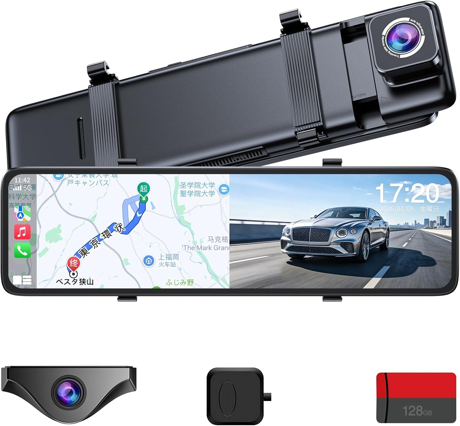 【11インチ・分離拡大ズーム機能・CarPlay/Android Auto対応】OKYES T16 ドライブレコーダー ミラー型 最新 11インチ 前後2.5K+1080P高画質 ディスプレイオーディオ オンダッシュモニター カーオーディオ一体型 ドラレコ 前後カメラ搭載 デジタルインナーミラー