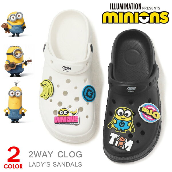 乐天商城 - ミニオン サンダル レディース クロッグサンダル キャラクター 軽量 履きやすい おしゃれ かわいい Minions MN30200 箱なし
