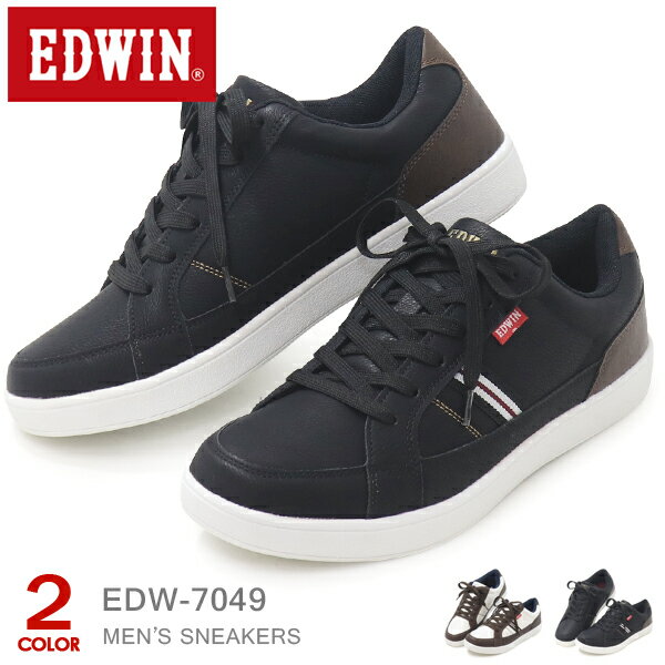 乐天商城 - EDWIN メンズ スニーカー カジュアルシューズ ウォーキングシューズ コートシューズ ローカット 靴 軽量 軽い 通勤 仕事 オシャレ エドウィン EDW-7049