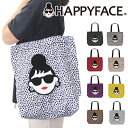 HAPPY FACE バッグ トートバッグ レディース マザーズバッグ a4 大きめ 大容量 撥水 ナイロン 刺繍 お出かけ 肩掛け レディエマ ハッピーフェイ...