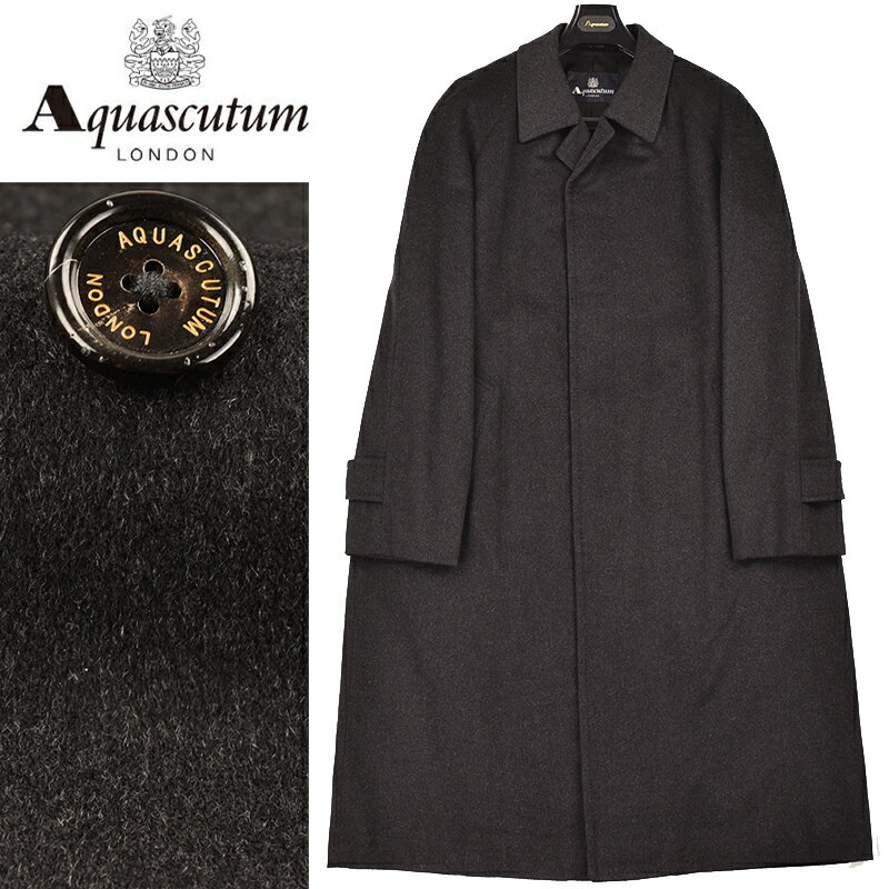 ◆Aquascutum アクアスキュータム◆定価 286,000円 日本製 カシミヤ100％ バルカラーロングコート グレー(42サイズ)(大きいサイズ・キングサイズ・ビッグサイズ)メンズコート ビジネス カジュアル