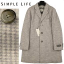 ◆SIMPLE LIFE シンプルライフ ◆定価 64,900円 イタリア製 STAFF JERSEY生地 チェスターコート グレー(M・L・LLサイズ)　メンズコート ビジネス カジュアル