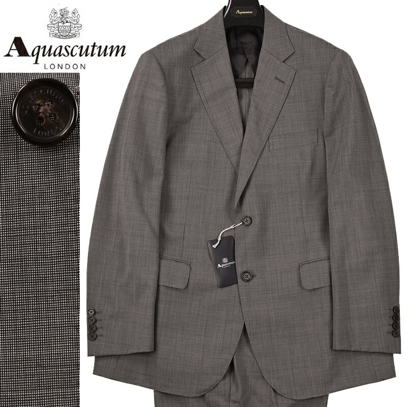 ◆Aquascutum アクアスキュータム◆春夏モデル 定価 154,000円 日本製 はっ水加工 シルク混 ピンヘッドウールスーツ グレー(AB6サイズ) メンズスーツ ビジネススーツ おしゃれ