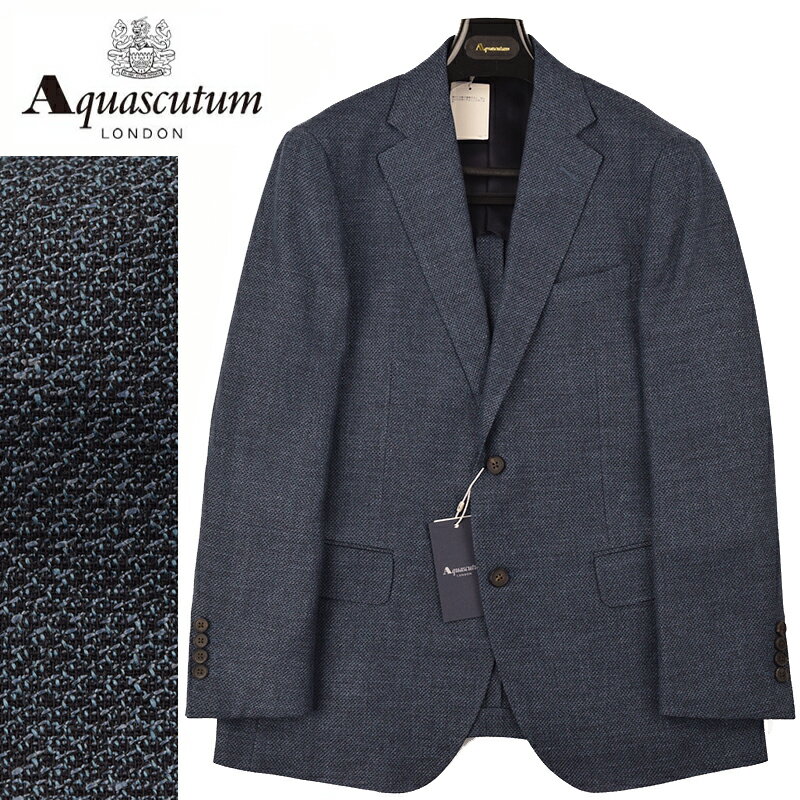 アクアスキュータム ◆Aquascutum アクアスキュータム◆春夏モデル 定価 121,000円 日本製 尾州産 麻・シルク混ウール ミックスカラージャケット 紺(AB4・AB5サイズ) メンズジャケット ビジネス カジュアル おしゃれ