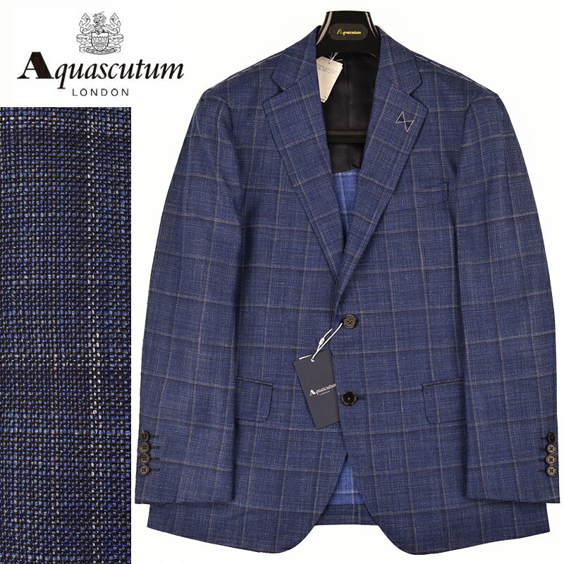 ◆Aquascutum アクアスキュータム◆春夏モデル 定価 176,000円 日本製 イタリア生地ウィンドペン柄 ニュージーランド産メリノウールジャケット 紺(AB4サイズ) メンズジャケット ビジネス カジュアル おしゃれ