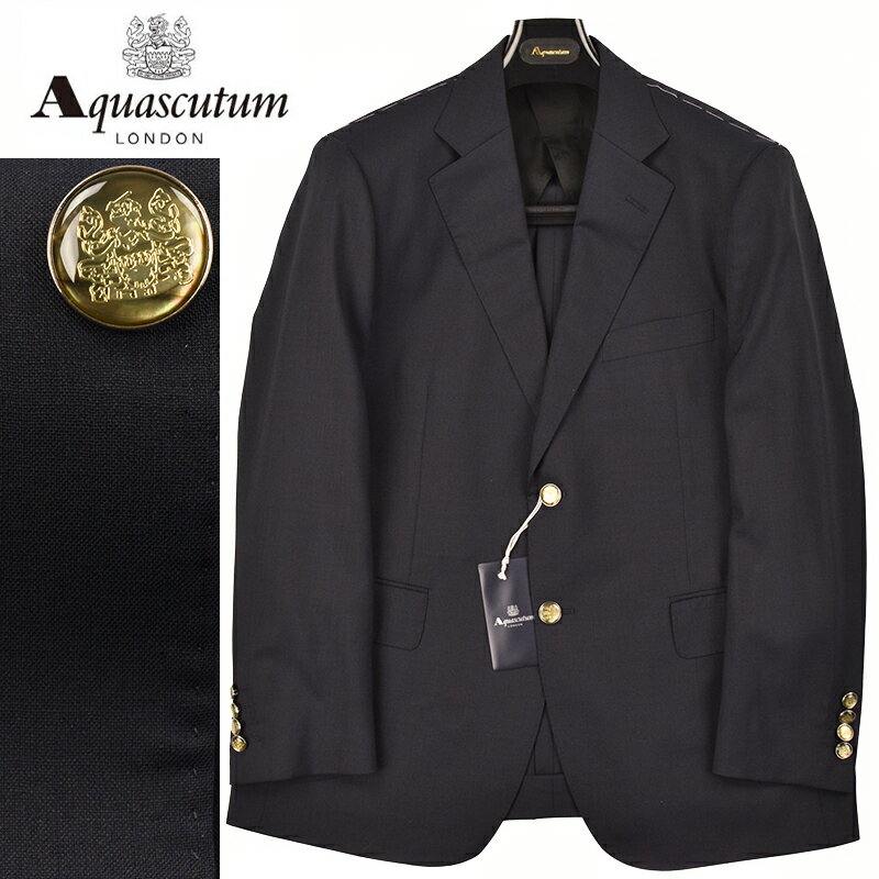 ◆Aquascutum アクアスキュータム◆春夏モデル 定価 110,000円 日本製 エンブレム釦 シルク混ウールジャケット 紺ブレザー 濃紺(AB4・BB4サイズ) メンズジャケット ビジネス カジュアル おしゃれ