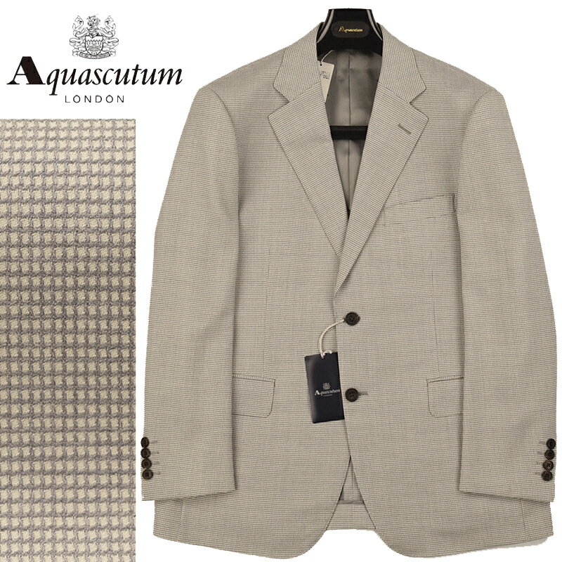 ◆Aquascutum アクアスキュータム◆春夏モデル 定価 154,000円 日本製 マイクロチェック柄 シルク混ウールジャケット グレー(AB4・AB5サイズ) メンズジャケット ビジネス カジュアル おしゃれ