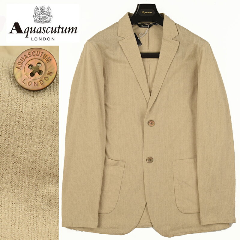 ◆Aquascutum アクアスキュータム◆【75％OFF】 春夏モデル 定価 52,800円 日本製 カーディガンジャケット ベージュ(Lサイズ)メンズジャケット ビジネス カジュアル おしゃれ