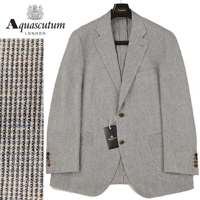 ◆Aquascutum アクアスキュータム◆春夏モデル 定価 126,500円 日本製 カラーネップ リネンジャケット ブルー(2Lサイズ) (大きいサイズ・キングサイズ・ビッグサイズ)メンズジャケット