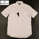 ◆Aquascutum アクアスキュータム◆定価 25,300円 日本製 半袖 ボタンダウンシャツ パープル(Mサイズ)メンズシャツ