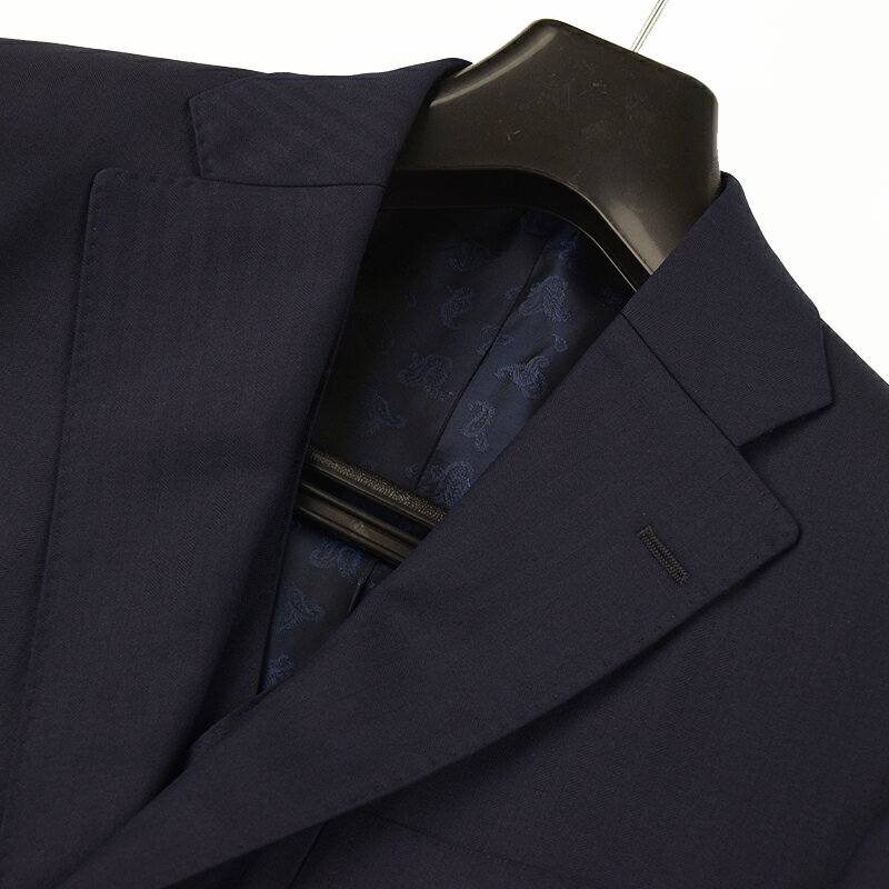 ◆azabu tailor/麻布テーラー◆サンプル品 秋冬モデル 【カノニコ/CANONICO】イタリア製生地 PERENNIAL使用 スリーピース シャドーストライプ メンズスーツ 紺(A5相当)