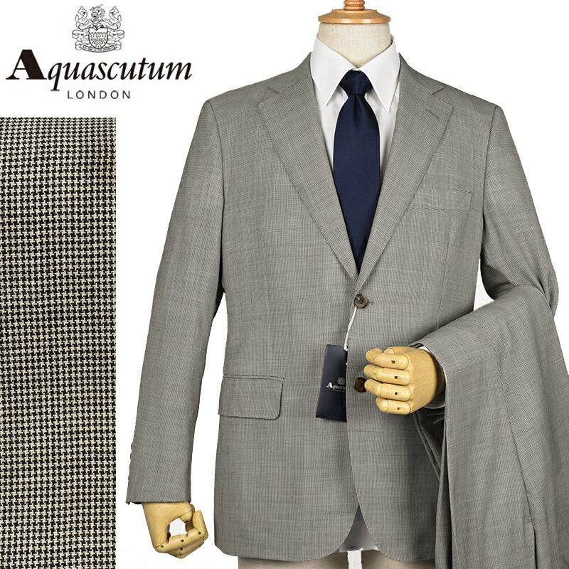 アクアスキュータム 洋服 メンズ ◆Aquascutum アクアスキュータム◆70％OFF 春夏モデル 定価 154,000円 日本製 シルク混 千鳥格子柄スーツ メンズスーツ ビジネススーツ おしゃれ