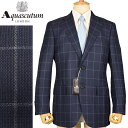 ◆Aquascutum アクアスキュータム◆春夏モデル 定価 192,500円 春夏 日本製 シルク混ウール ウィンドペンチェック柄ジャケット 紺 (大きいサイズ・キングサイズ・ビッグサイズ)メンズジャケット ビジネス カジュアル おしゃれ