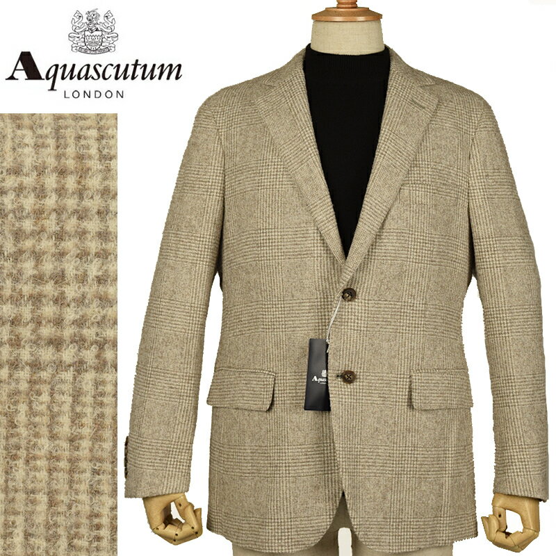 アクアスキュータム ◆Aquascutum アクアスキュータム◆秋冬モデル 定価 176,000円 日本製 アルパカ混ウール チェック柄ジャケット ベージュ メンズジャケット ビジネス カジュアル おしゃれ