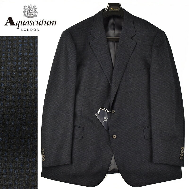 アクアスキュータム ◆Aquascutum アクアスキュータム◆秋冬モデル 定価 126,500円 日本製 チェック柄ウールジャケット 紺(4Lサイズ) (大きいサイズ・キングサイズ・ビッグサイズ)メンズジャケット ビジネス カジュアル おしゃれ