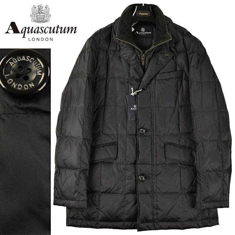 ◆Aquascutum アクアスキュータム◆定価 104,500円 はっ水加工 キルティング ダウンジャケットコート 黒(38サイズ) メンズコート ビジネス カジュアル