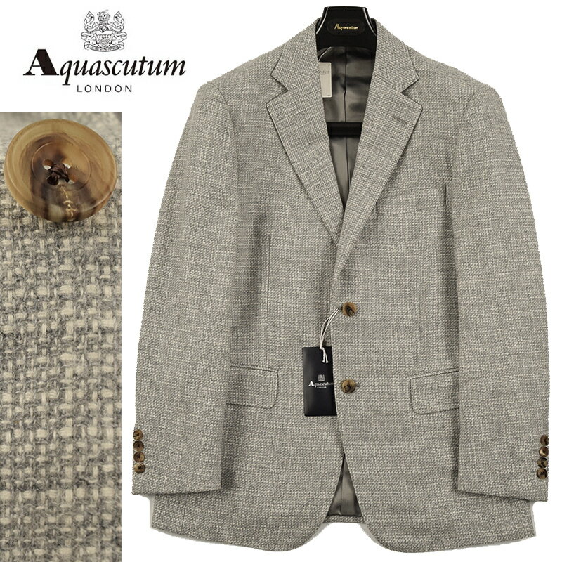 ◆Aquascutum アクアスキュータム◆秋冬モデル 定価 198,000円 日本製 カシミヤ100％ジャケット ライトグレー メンズジャケット ビジネス カジュアル おしゃれ