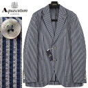 アクアスキュータム ◆Aquascutum アクアスキュータム◆春夏モデル 定価 82,500円 日本製 シアサッカー素材 コットンストライプジャケット ネイビー メンズジャケット