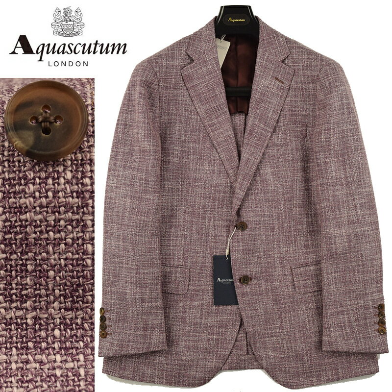 アクアスキュータム ◆Aquascutum アクアスキュータム◆春夏モデル 定価 143,000円 日本製 イタリア生地【ロロ・ピアーナ/LoroPiana】シルク混ウールジャケット パープル系 メンズジャケット ビジネス カジュアル おしゃれ